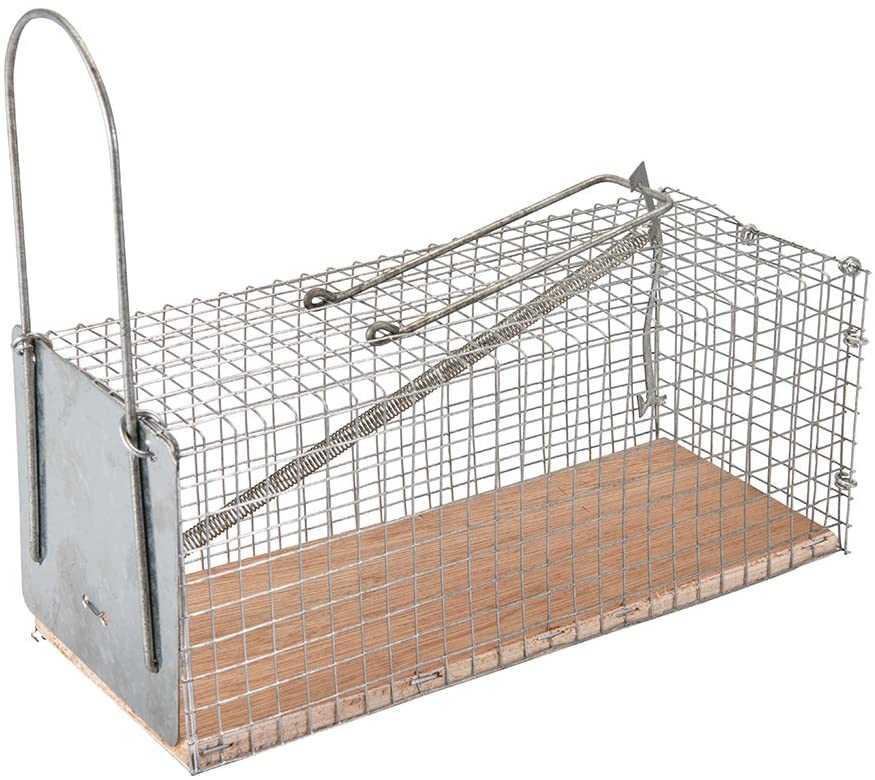 Trampa para ratas y ratones resistente. Contrachapado y jaula de malla de alambre con acción de resorteCaptura ratones humanamente para su lanzamiento en otro lugarEs reutilizable gracias a su buena resistenciaDimensiones de 250 x 90 x 90 mm